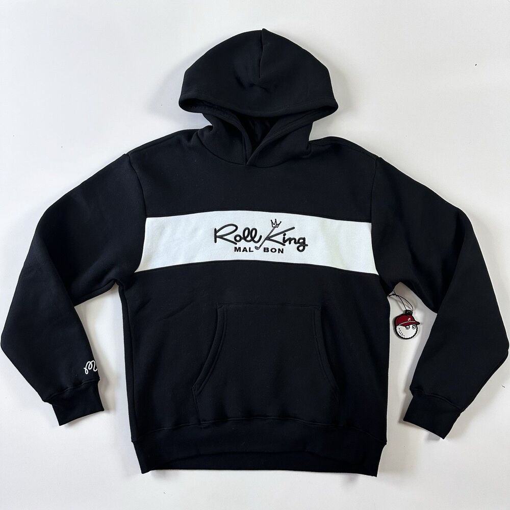 NEW Malbon Roll King Hoodie Hooded Sweatshirt Men's Black Size Large Golf